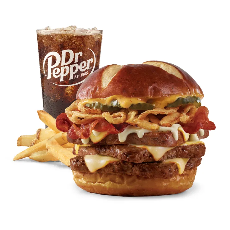 Wendy's Pretzel Bacon Pub Triple Cheeseburger Combo